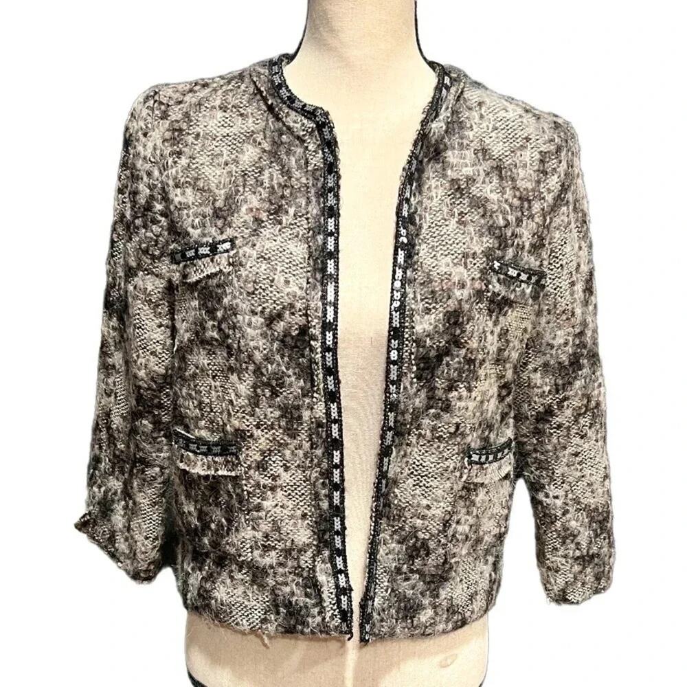 Zara Womens Tweed Blazer Jacket Size M